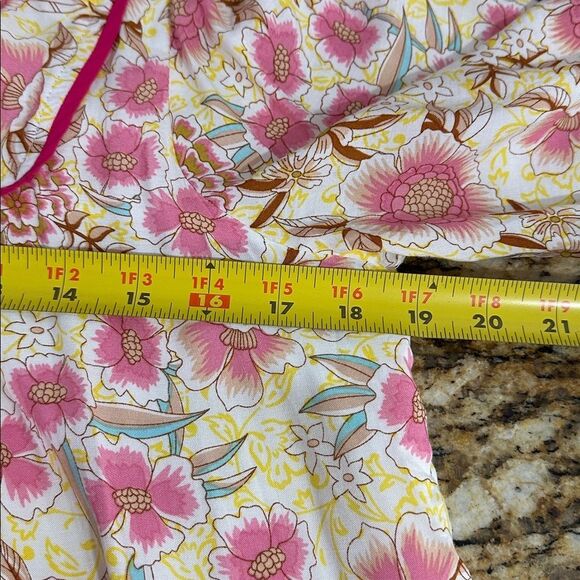 Karlie Floral Print Boho Relaxed Fit Dress In Pink And Yellow Size S - Picture 11 of 12